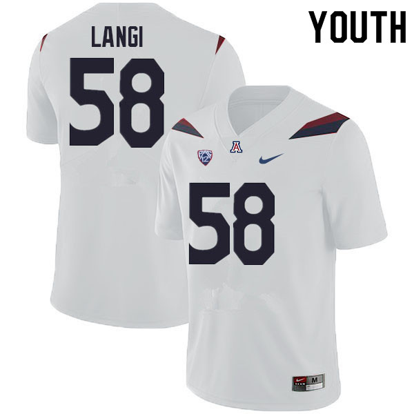 Youth #58 Sam Langi Arizona Wildcats College Football Jerseys Sale-White - Click Image to Close